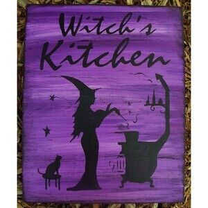 Primitive Kitchen Witch Sign witchcraft witches black cats halloween witchy cats